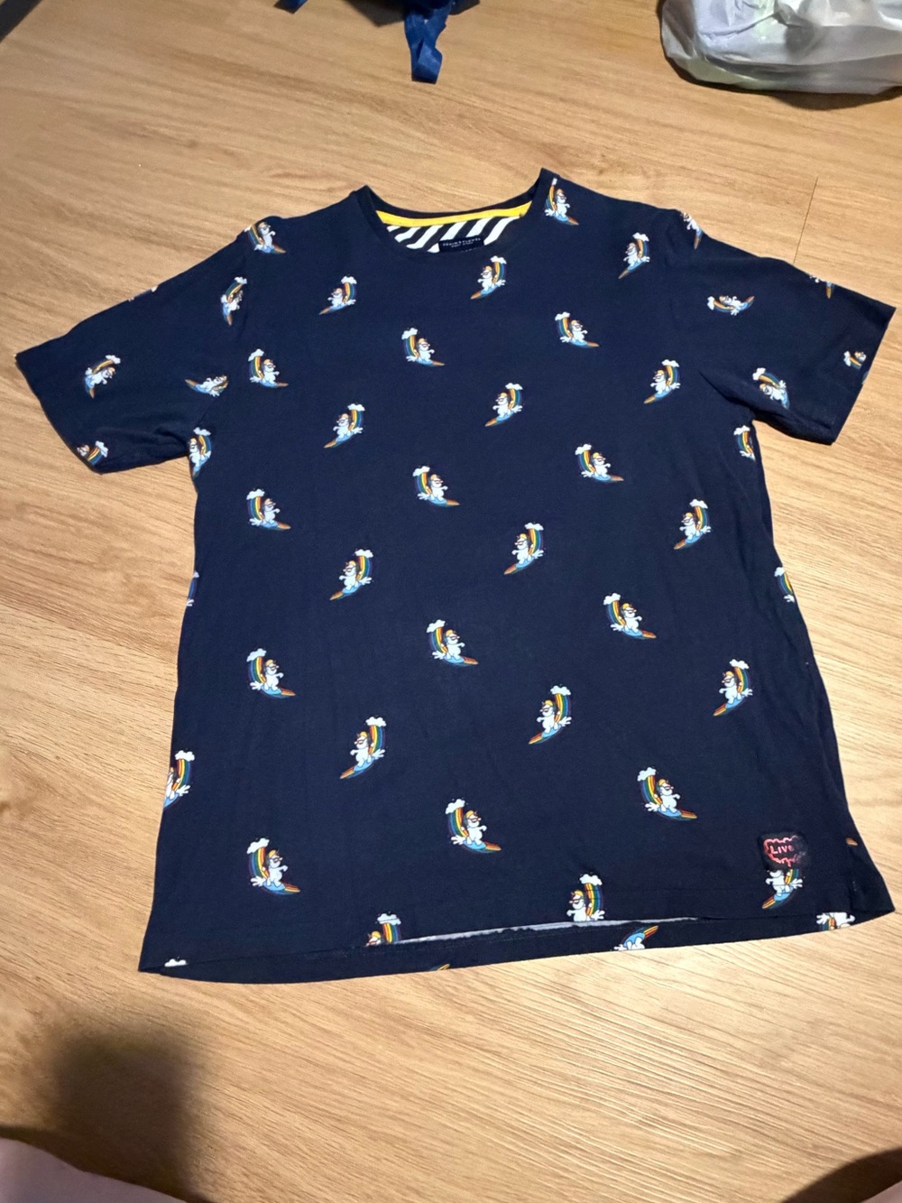 Denim & Flower Ricky Singh Surfing Rainbow Unicorn T-Shirt